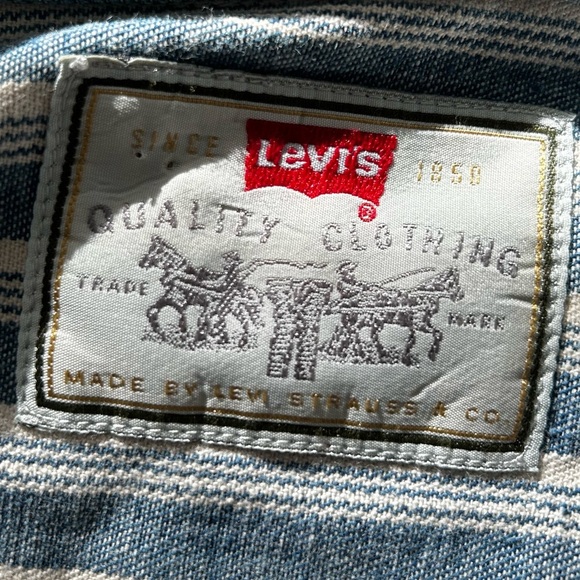 Levi’s 90s Blue Striped Button-Up Shirt | Authentic Jeanswear Rare Vintage Find - Picture 9 of 12